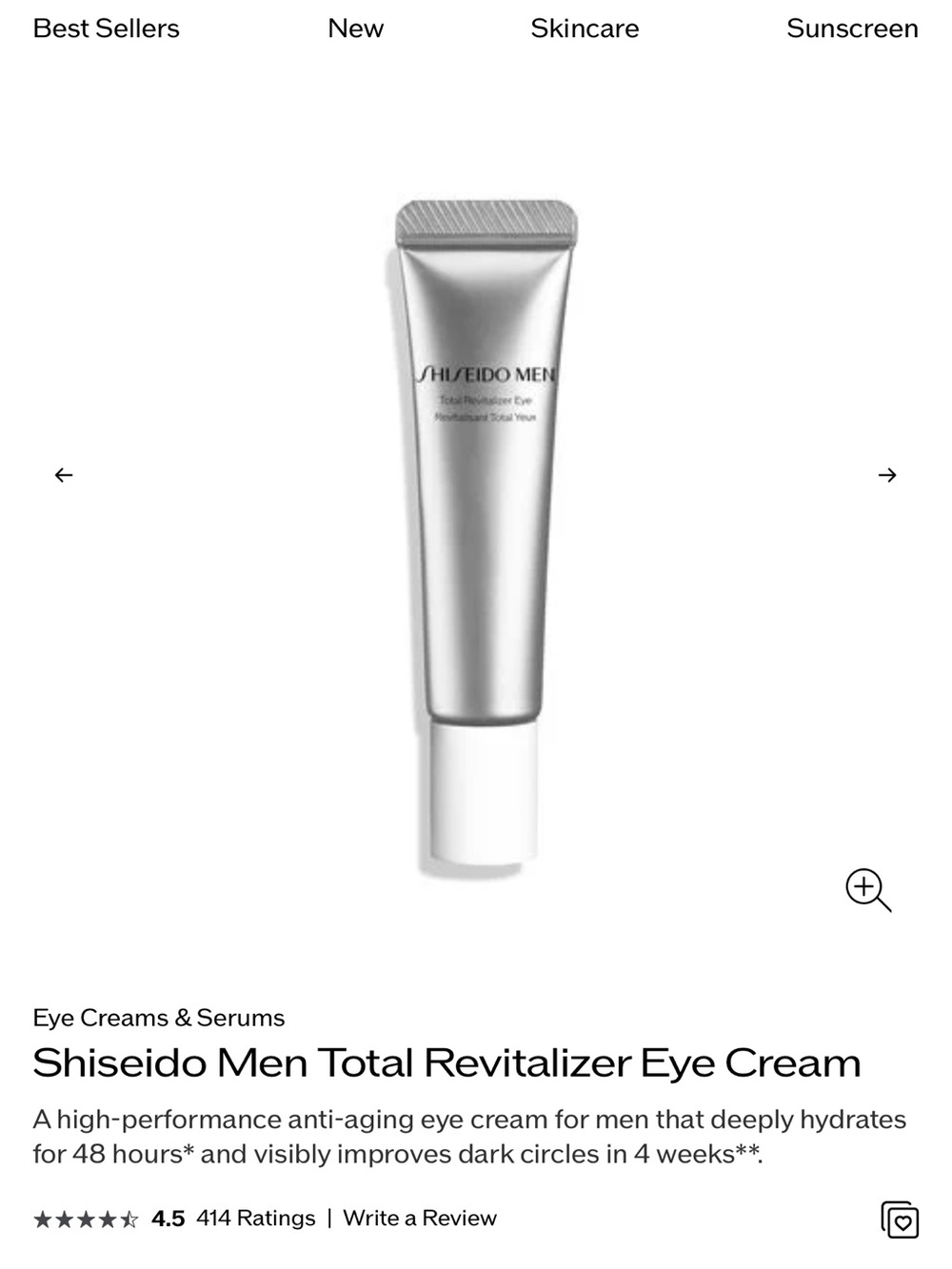 BRAND NEW IN BOX Shiseido Men Eye Cream - Silver